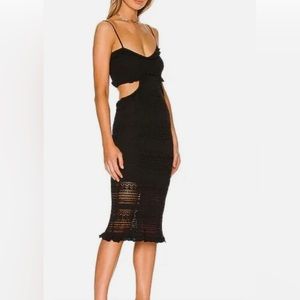 MISA Los Angeles Skye Cut Out Crochet Ruffle 1/2 Lined Dress Size Small.